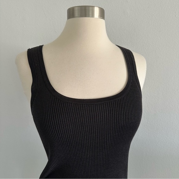 Vintage DKNY 100% Silk Ribbed Tank Top Black M - Picture 2 of 7